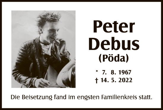 Traueranzeige von Peter Debus von OF