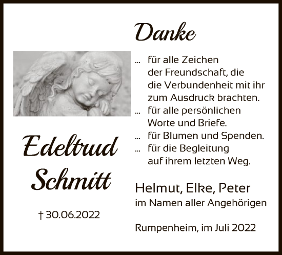 Traueranzeige von Edeltrud Schmitt von OF