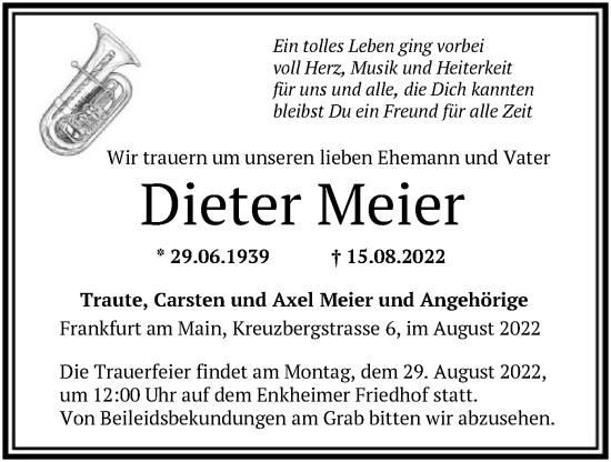 Traueranzeige von Dieter Meier von OF