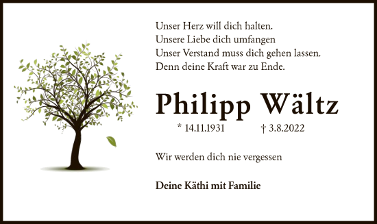Traueranzeige von Philipp Wältz von OF