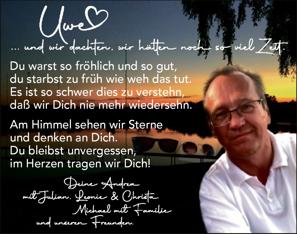  Traueranzeige für Uwe Graf vom 18.08.2022 aus OF