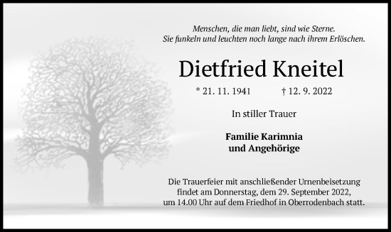 Traueranzeige von Dietfried Kneitel von OF