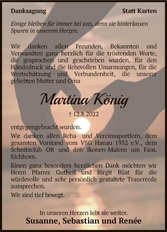 Traueranzeige von Martina König von OF