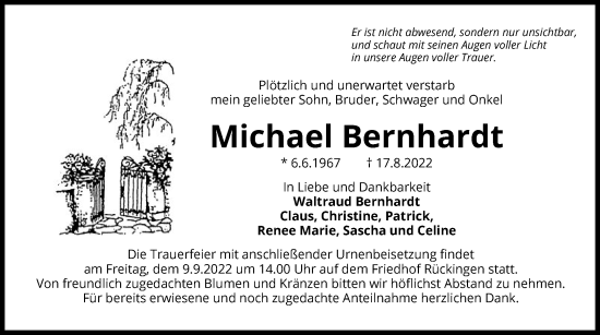 Traueranzeige von Michael Bernhardt von OF