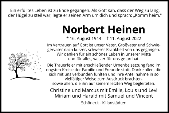 Traueranzeige von Norbert Heinen von OF