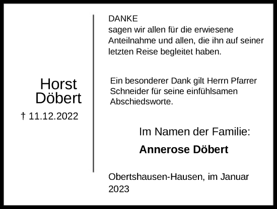 Traueranzeige von Horst Döbert von OF