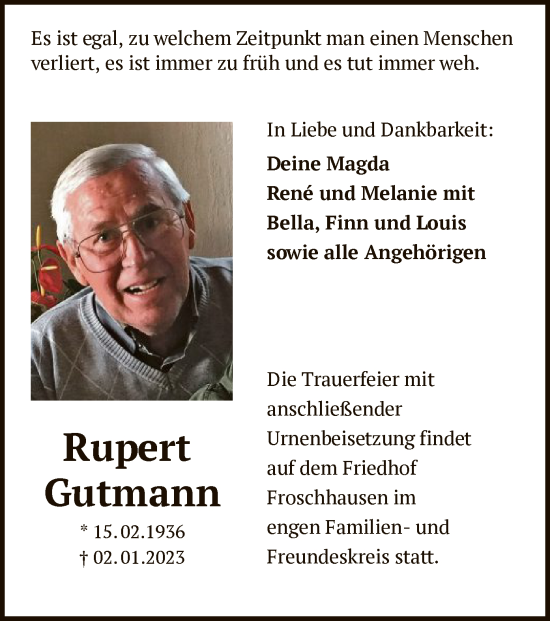 Traueranzeige von Rupert Gutmann von OF