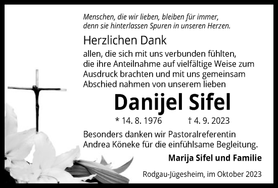 Traueranzeige von Danijel Sifel von OF