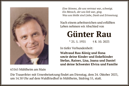 Traueranzeige von Günter Rau von OF