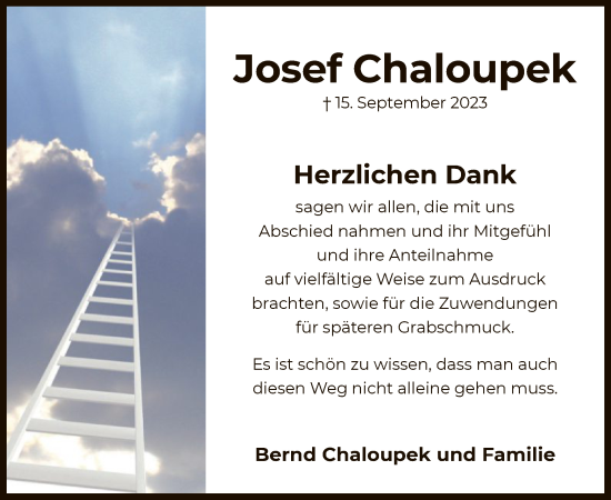 Traueranzeige von Josef Chaloupek von OF