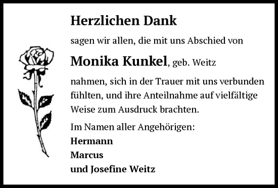 Traueranzeige von Monika Kunkel von OF