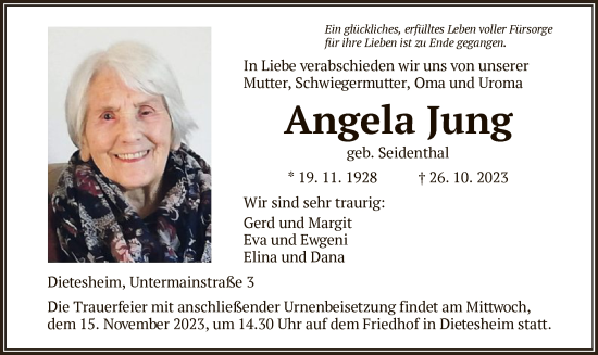 Traueranzeige von Angela Jung von OF