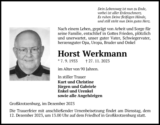 Traueranzeige von Horst Werkmann von OF