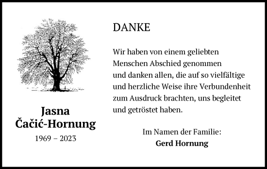 Traueranzeige von Jasna Cacic-Hornung von OF