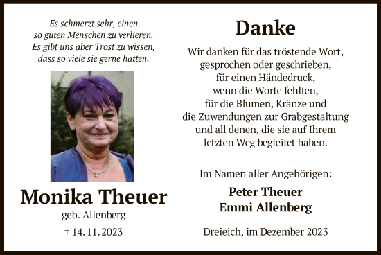 Traueranzeige von Monika Theuer von OF