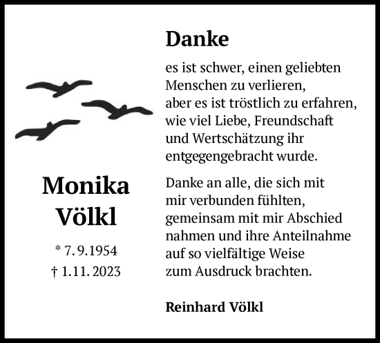 Traueranzeige von Monika Völkl von OF