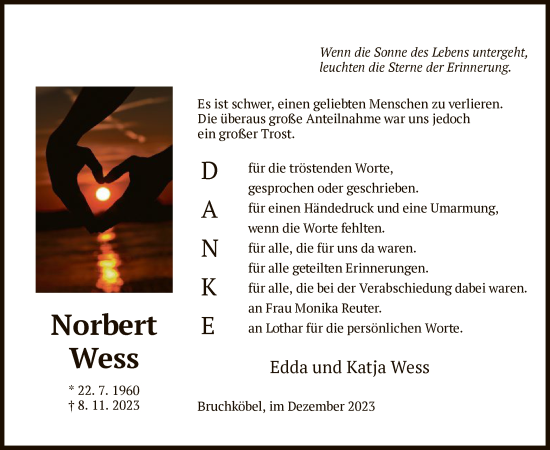 Traueranzeige von Norbert Wess von OF