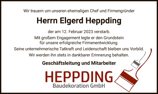 Traueranzeige von Elgerd Heppding von OF