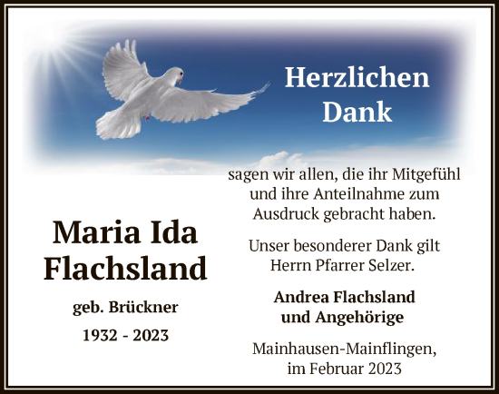 Traueranzeige von Maria Ida Flachsland von OF