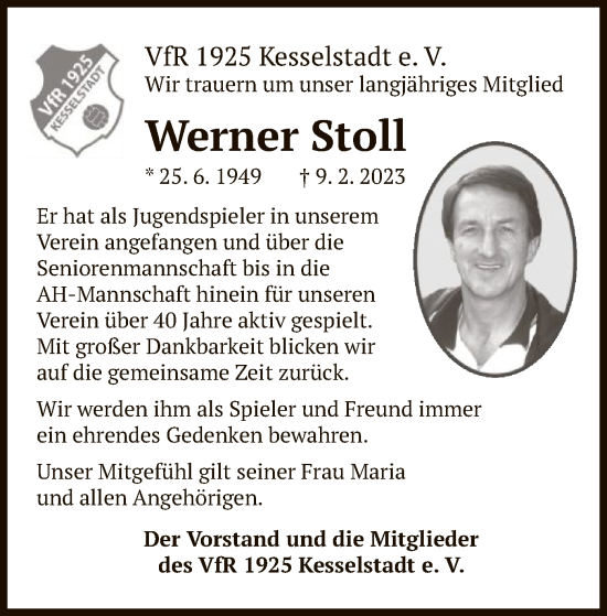 Traueranzeige von Werner Stoll von OF