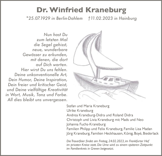 Traueranzeige von Winfried Kraneburg von OF