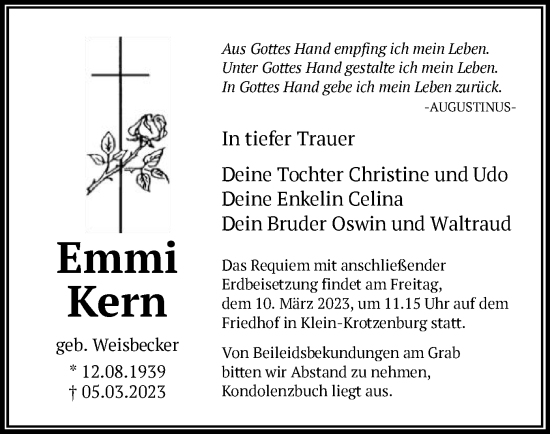 Traueranzeige von Emmi Kern von OF