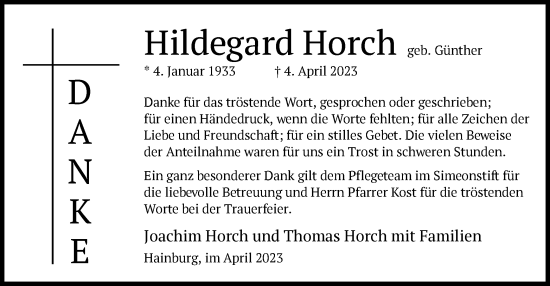 Traueranzeige von Hildegard Horch von OF