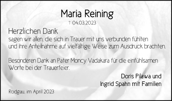 Traueranzeige von Maria Reining von OF