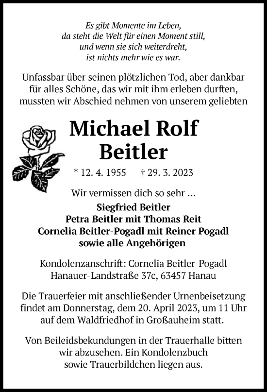 Traueranzeige von Michael Rolf Beitler von OF