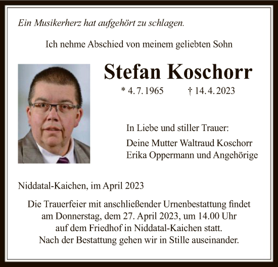 Traueranzeige von Stefan Koschorr von OF