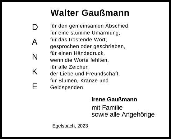 Traueranzeige von Walter Gaußmann von OF