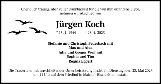 Traueranzeige von Jürgen Koch von OF