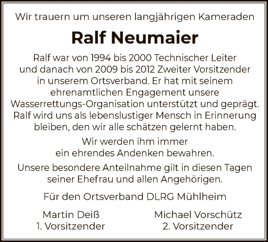 Traueranzeige von Ralf Neumaier von OF
