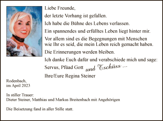 Traueranzeige von Regina Steiner von OF