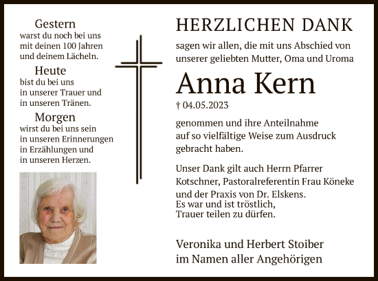 Traueranzeige von Anna Kern von OF