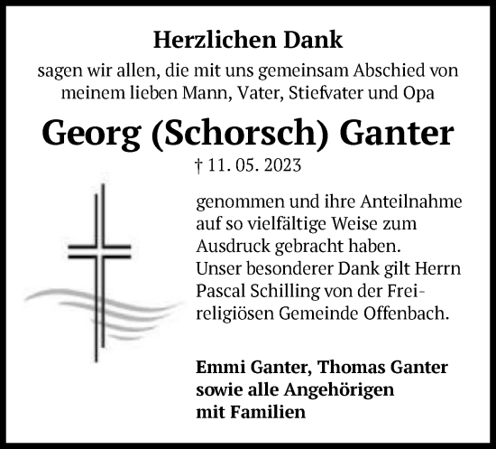 Traueranzeige von Georg Ganter von OF