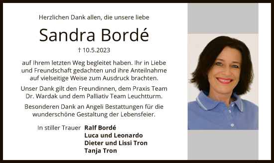 Traueranzeige von Sandra Borde von OF