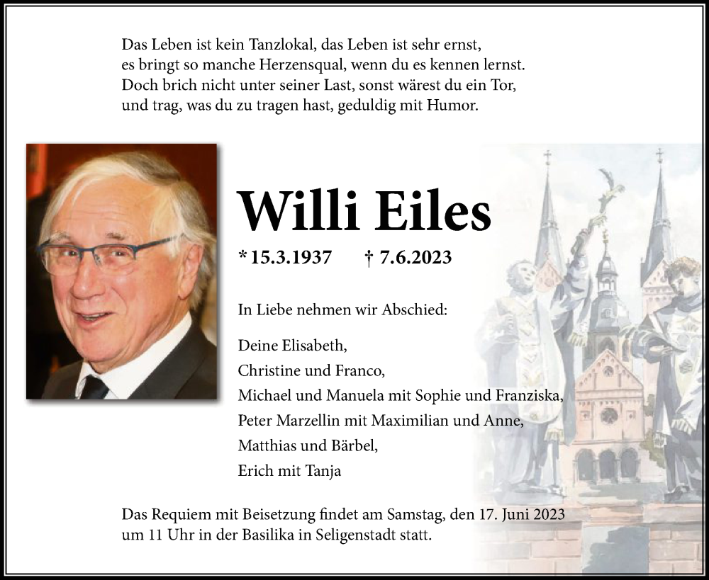  Traueranzeige für Willi Eiles vom 15.06.2023 aus OF