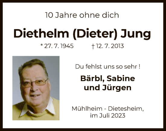 Traueranzeige von Diethelm Jung von OF