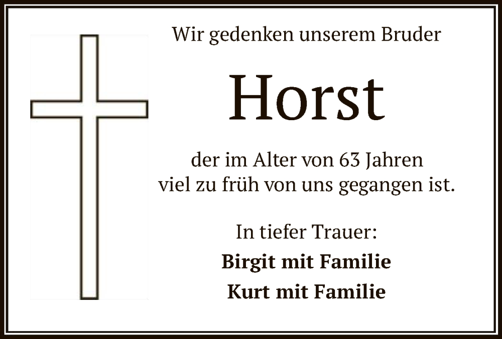  Traueranzeige für Horst Britze vom 15.07.2023 aus OF