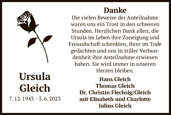 Traueranzeige von Ursula Gleich von OF