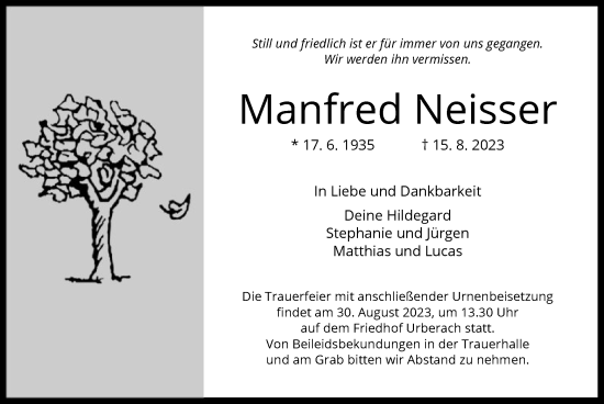 Traueranzeige von Manfred Neisser von OF