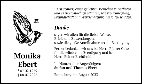 Traueranzeige von Monika Ebert von OF