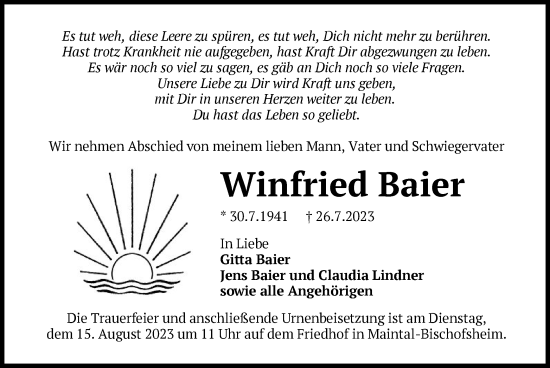 Traueranzeige von Winfried Baier von OF