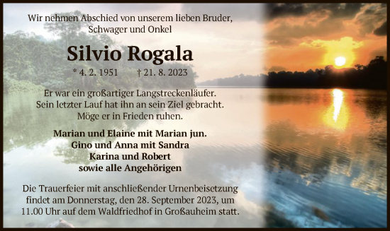 Traueranzeige von Silvio Rogala von OF