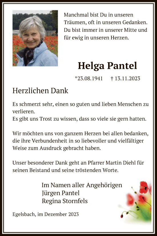 Traueranzeige von Helga Pantel von OF