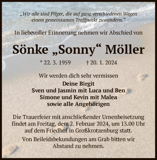 Traueranzeige von Sönke Möller von OF