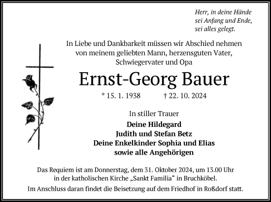 Traueranzeige von Ernst-Georg Bauer von OF