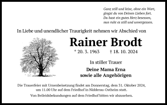 Traueranzeige von Rainer Brodt von OF