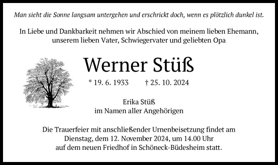 Traueranzeige von Werner Stüß von OF